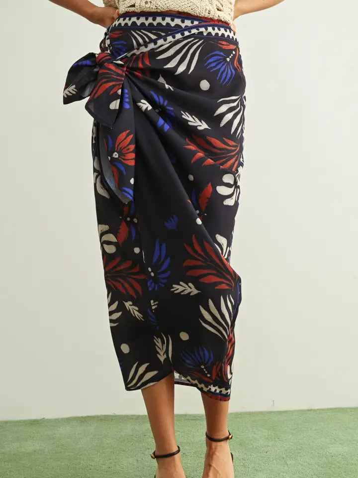 Wrap Skirt - Navy Multi