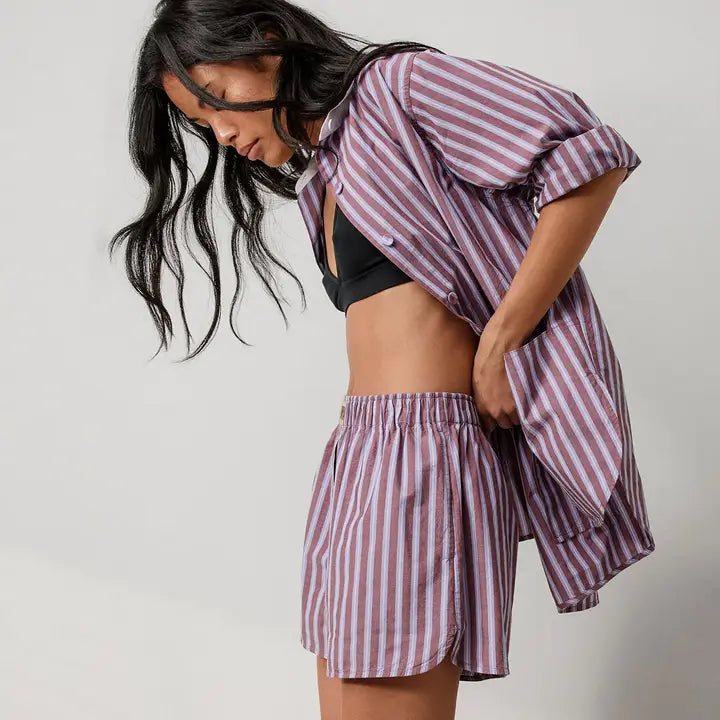Lunya - Airy Cotton Curved Hem Boxer - Odyessy Stripe