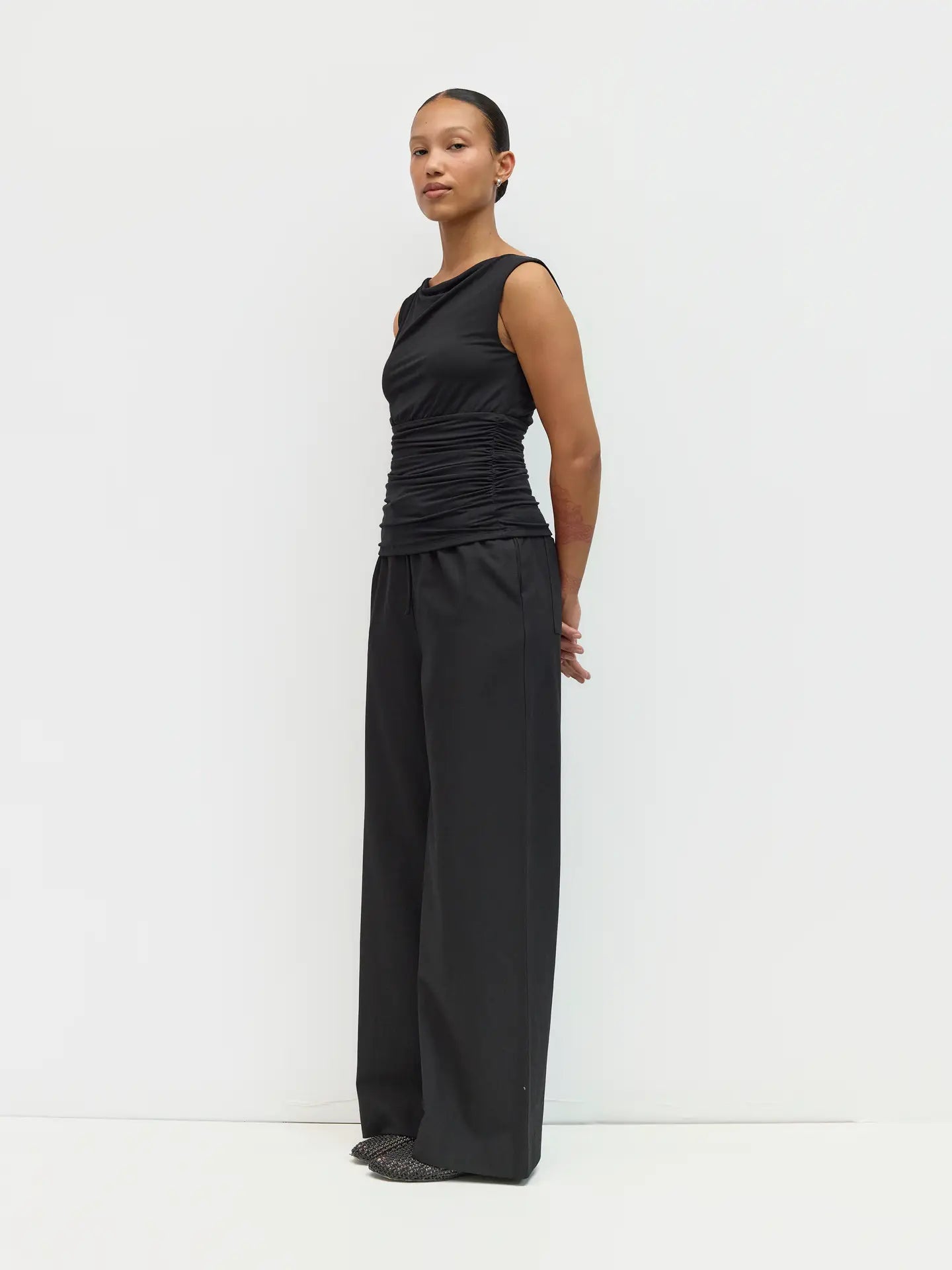 Cowl Neck Modal Top - Black