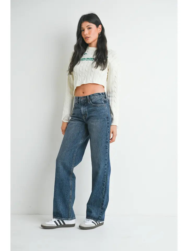 Relaxed Straight Denim Jeans - Dark Denim