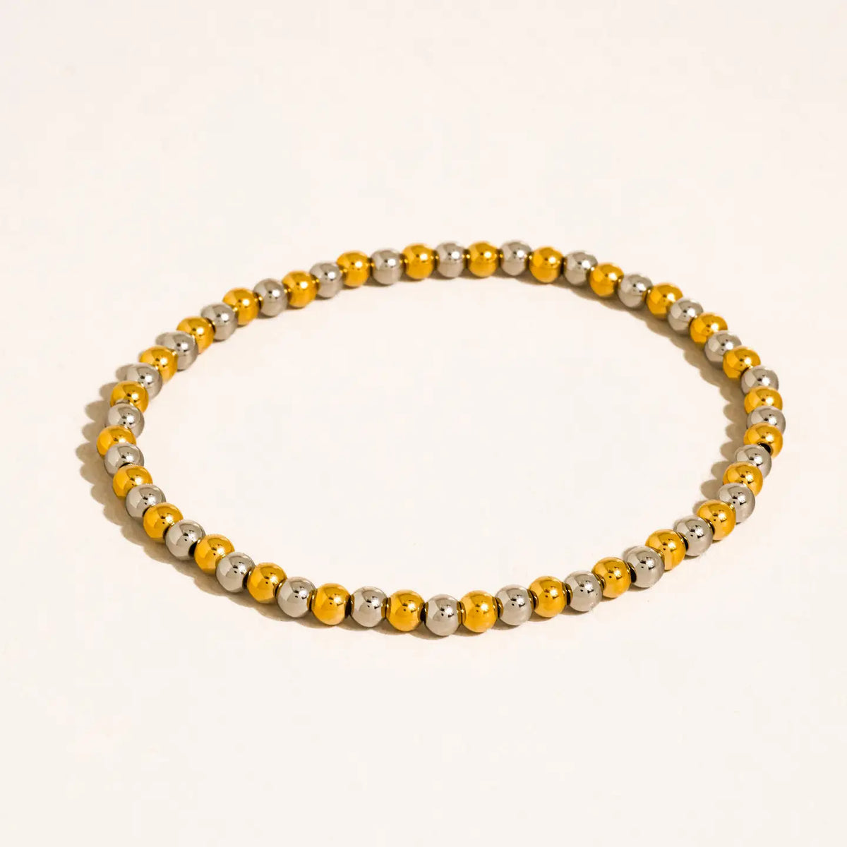 Perlisse 18K Gold Non-Tarnish Two Tone Beaded Bracelet - Small Beads