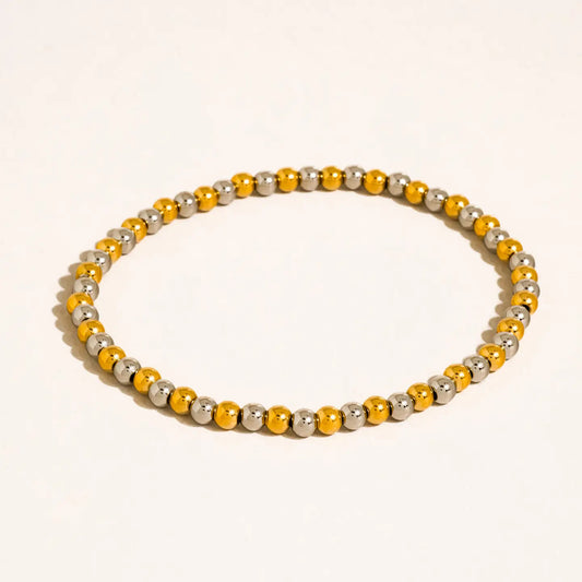 Perlisse 18K Gold Non-Tarnish Two Tone Beaded Bracelet - Small Beads