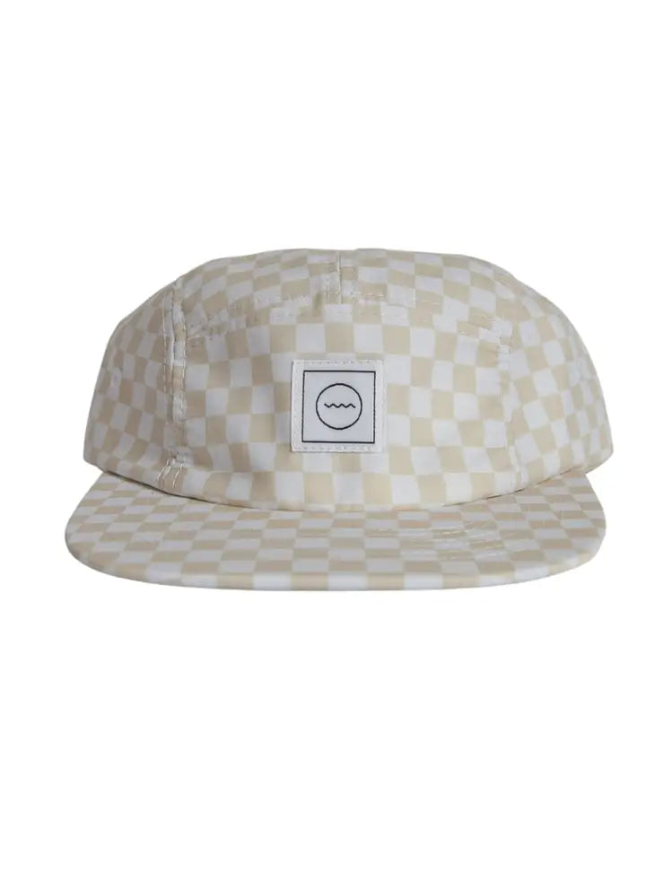 Kids Cotton Five-Panel Hat - Cream Check