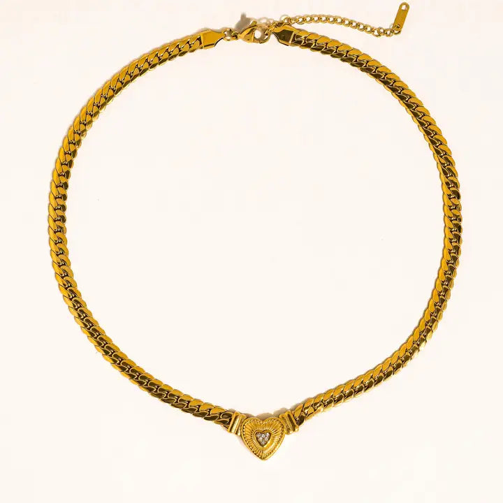 Arwen 18K Gold Non-Tarnish Heart Pendant Chain Necklace - Yellow Gold