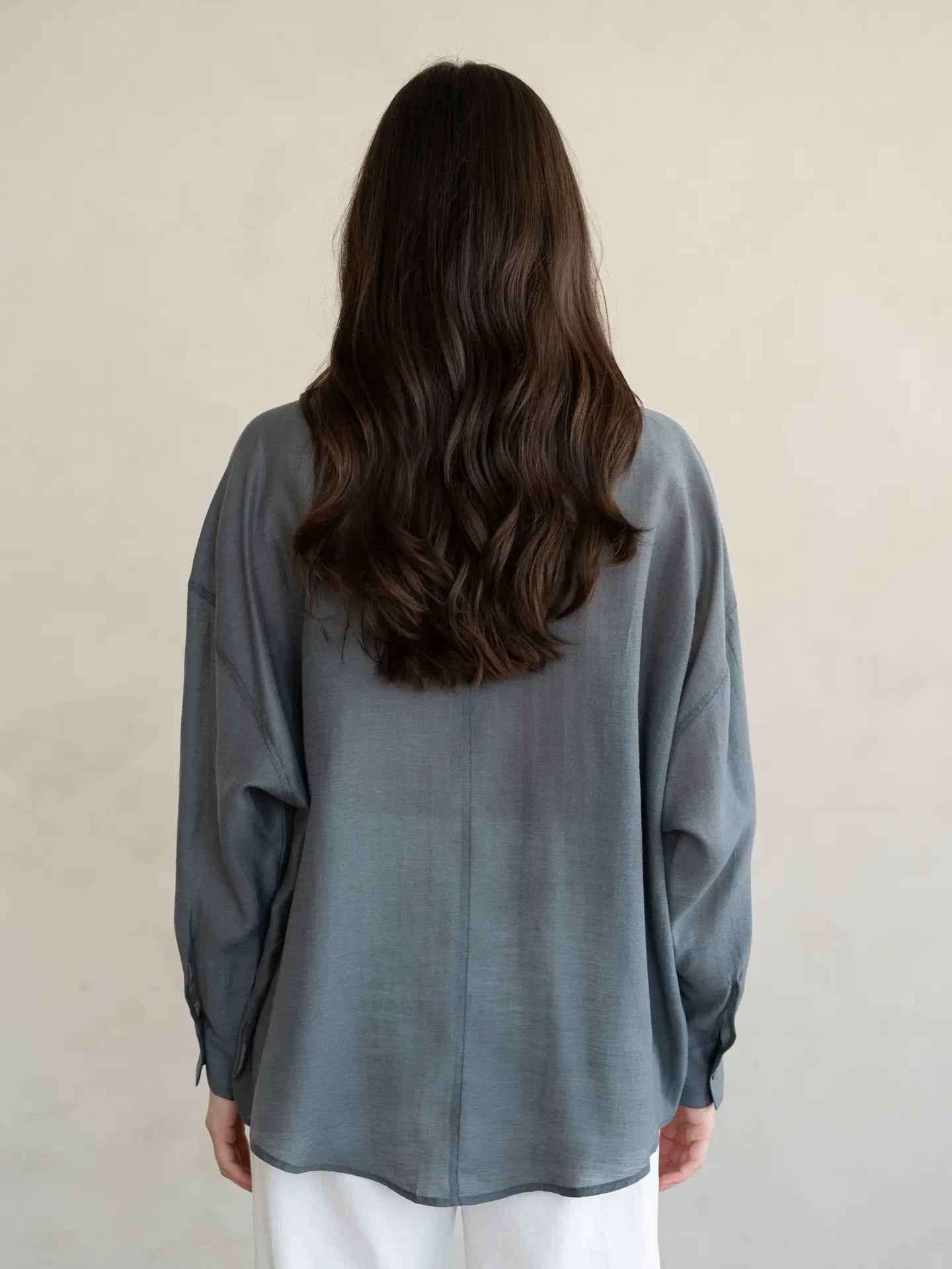Collared Button Down Shirt - Smokey Blue