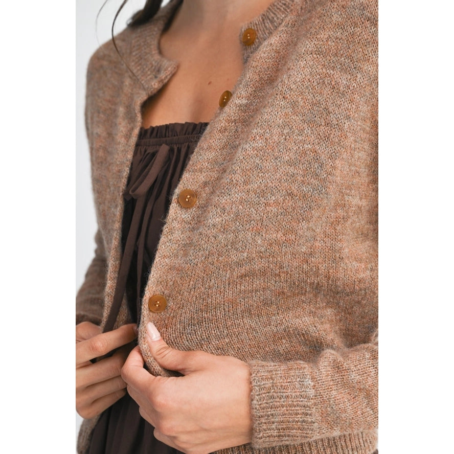 Knit Wool Cardigan - Mocha Mousse