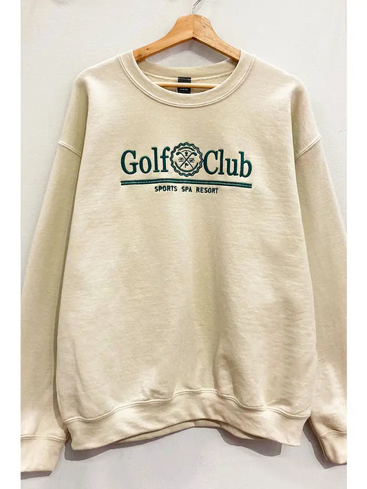 Oversized Golf Club Embroidered Sweatshirt - Sand