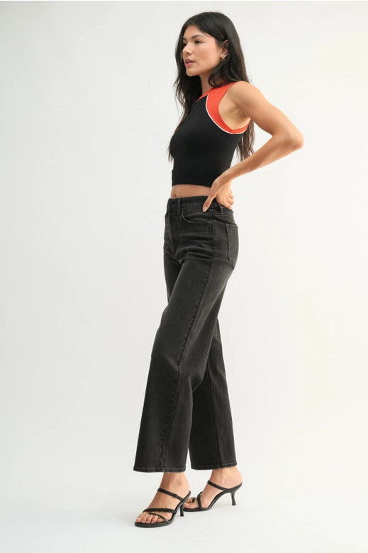 High Rise Vintage Straight - Washed Black