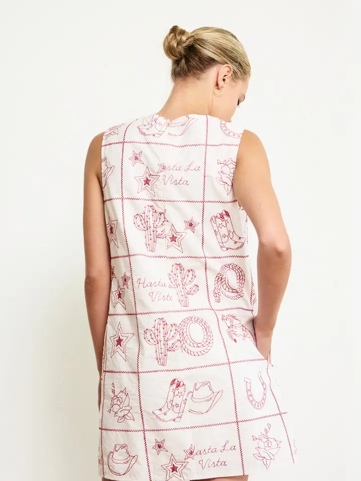 Western Flair Shift Dress - Cream