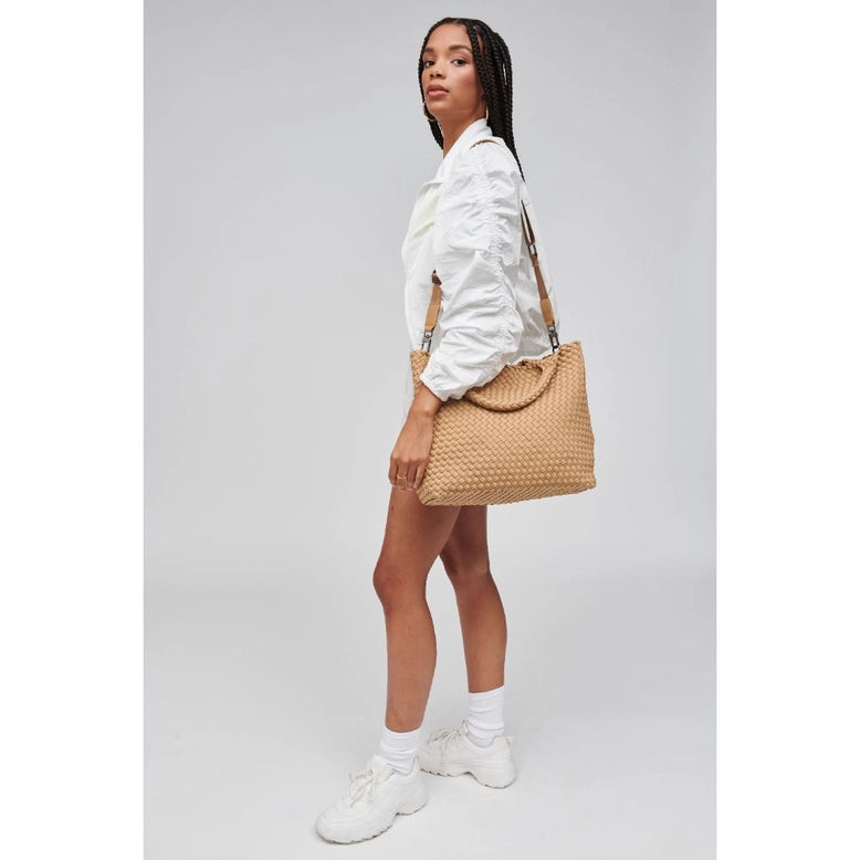 Sky's The Limit - Medium Woven Neoprene Tote - Nude