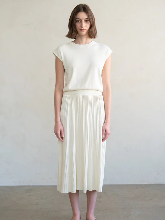 Crew Neck Knitted Top - Ivory