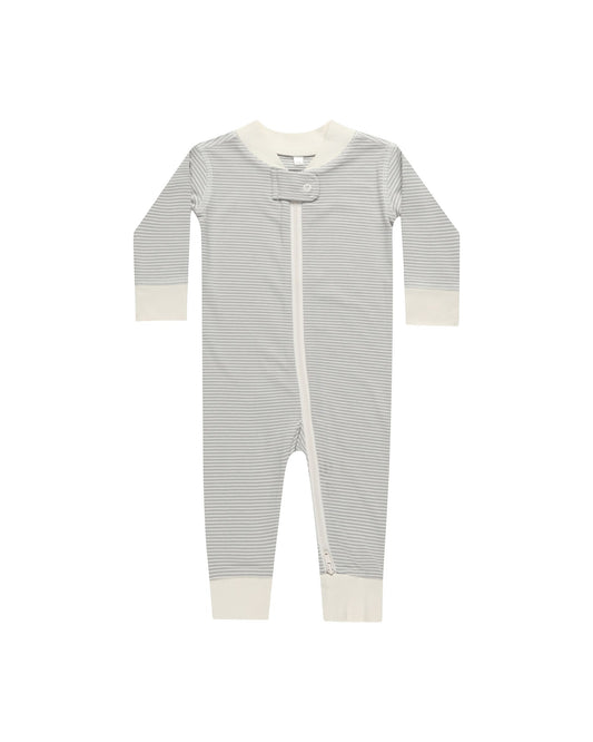 Quincy Mae - Zip Long Sleeve Sleeper - Blue Micro Stripe