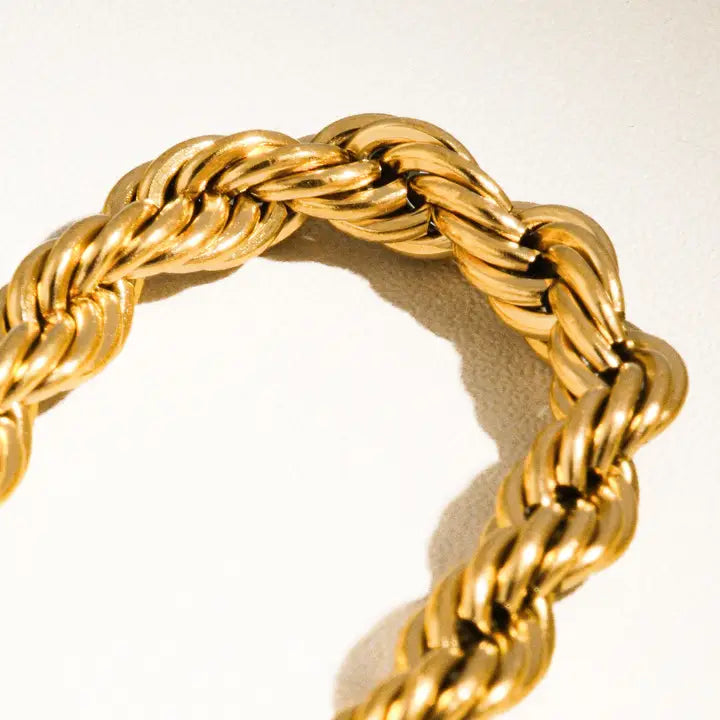 18K Braided Stackable Bracelet - Gold