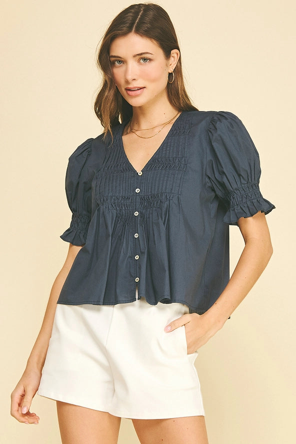 Button Down Blouse - Ink