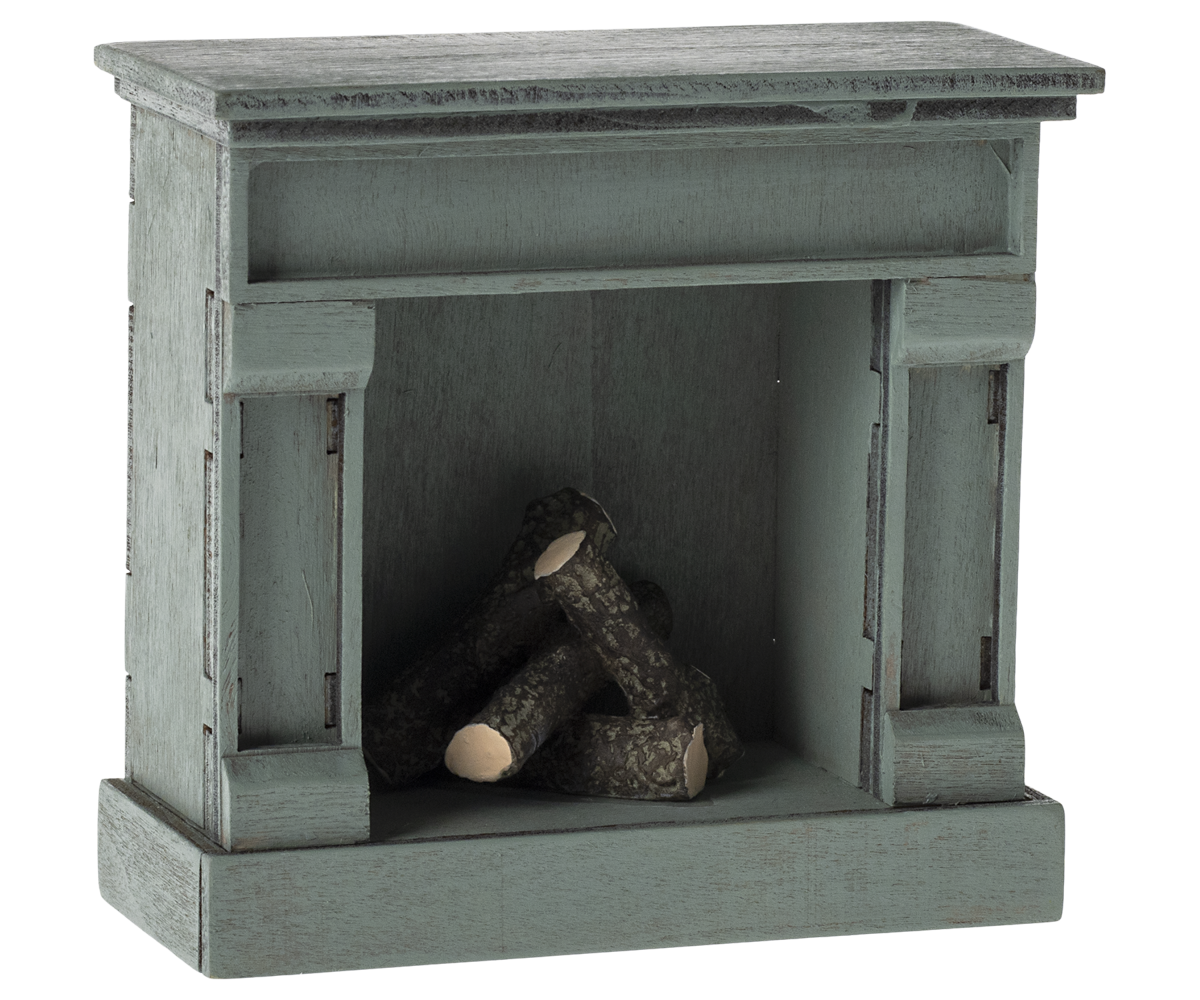 Maileg - Fireplace, Mouse - Blue