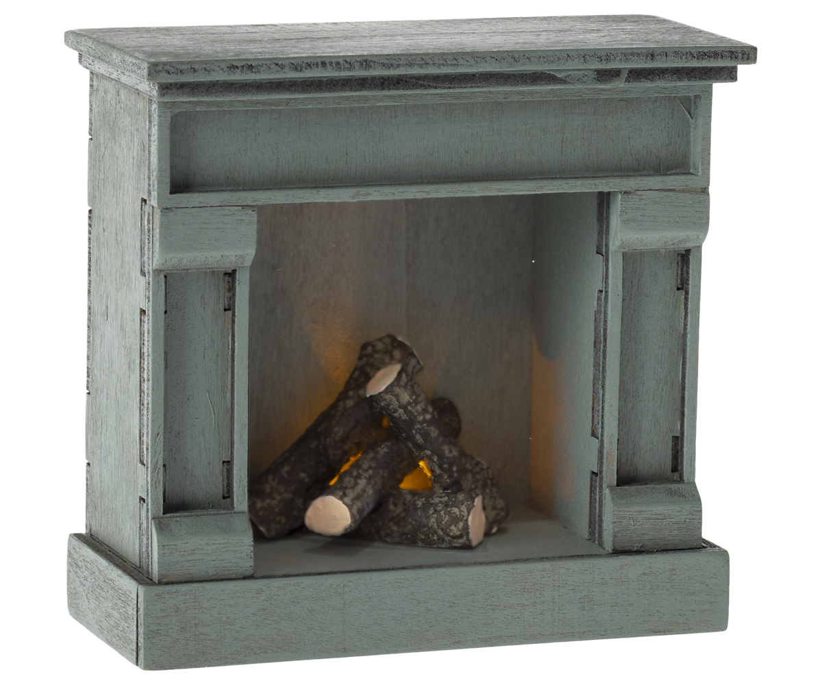 Maileg - Fireplace, Mouse - Blue