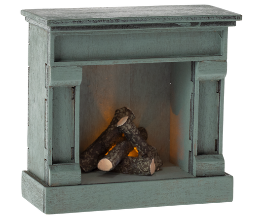 Maileg - Fireplace, Mouse - Blue