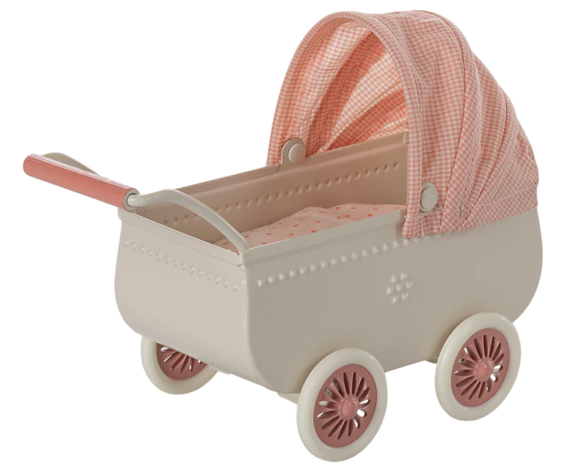 Maileg - Pram, Mouse - Coral - PREORDER SS25