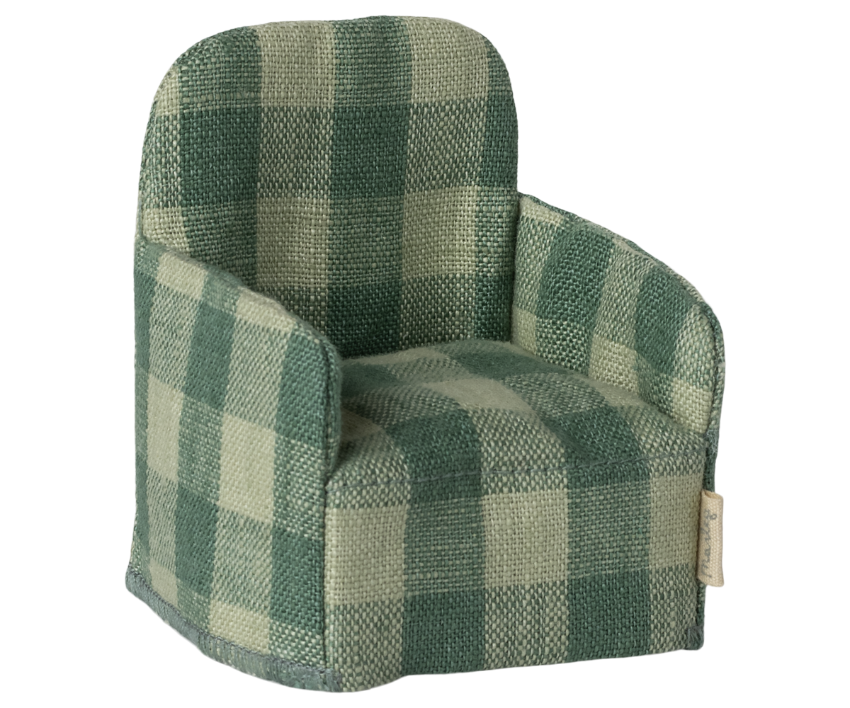 Maileg - Folding Chair, Mouse - Green Check