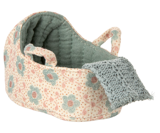 Maileg - Carry Cot, Baby Mouse - Blue