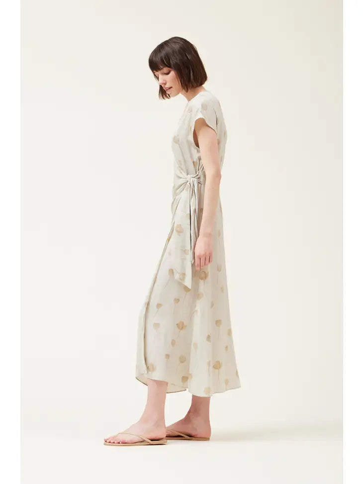 Wrap Satin Dress - Fog Floral