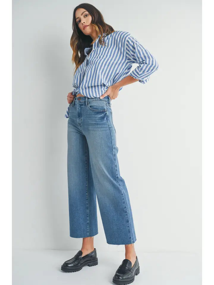 Scissor Cut Wide Leg Jeans - Medium Denim