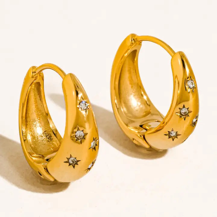 Solira 18K Gold Non-Tarnish Star Hoop Earring - Yellow Gold