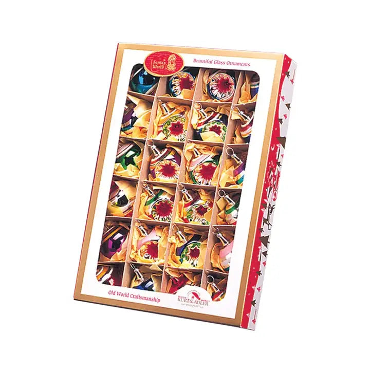 Vintage Style Mini Glass Ornaments - Set of 24