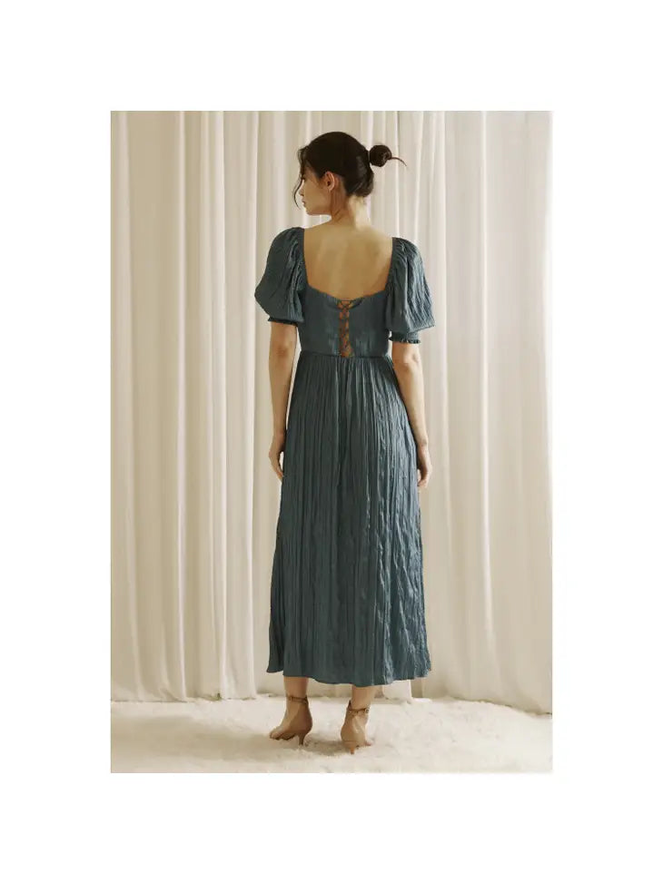 Crinkled Fabric Maxi Dress - Slate