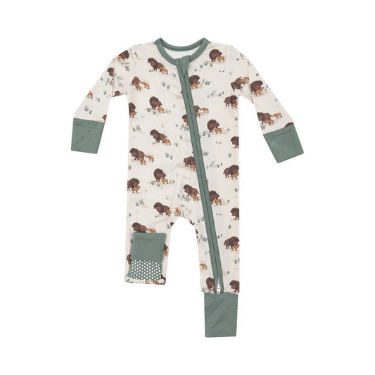 Two Way Zipper Romper - Bison Families