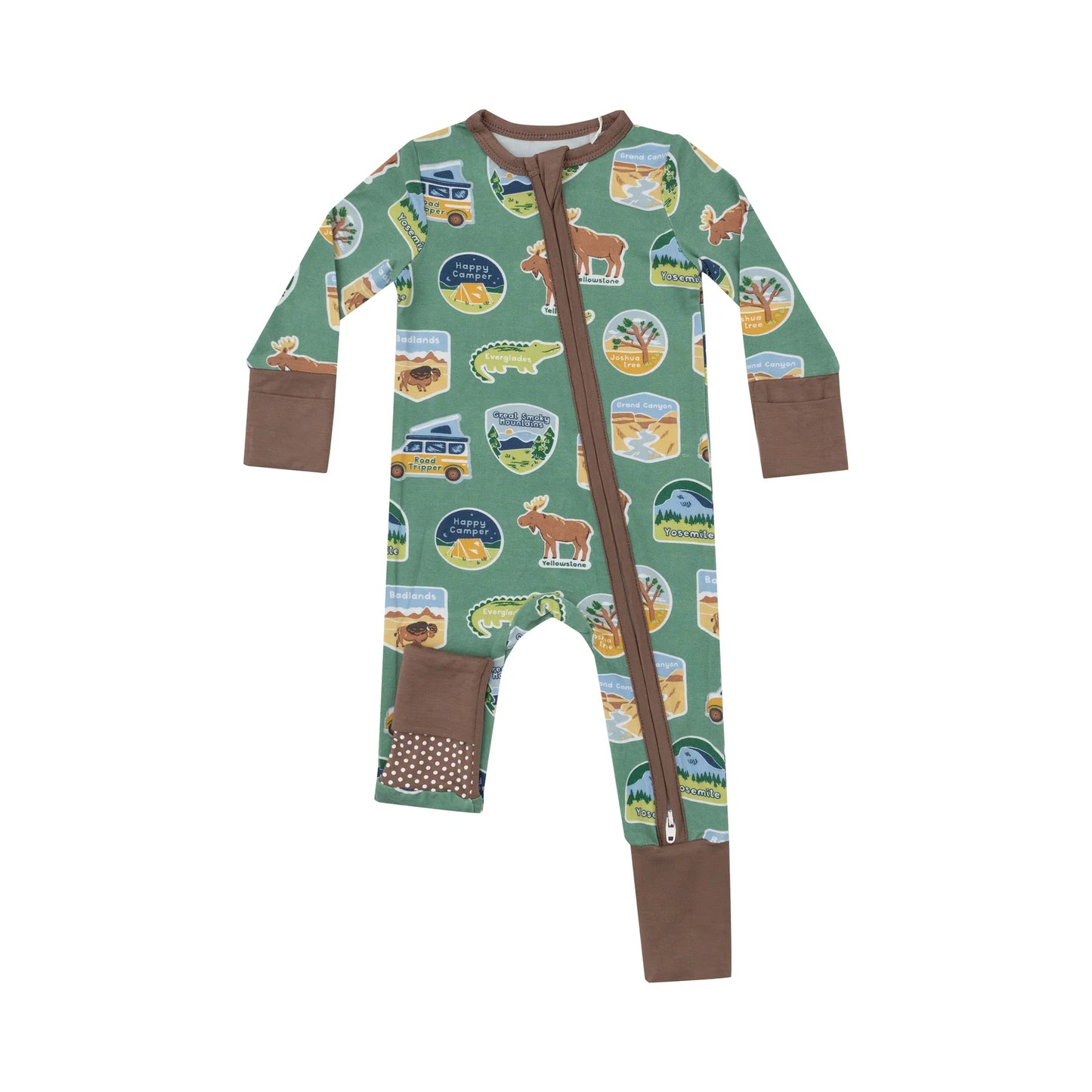 Two Way Zipper Romper - National Park Stickers