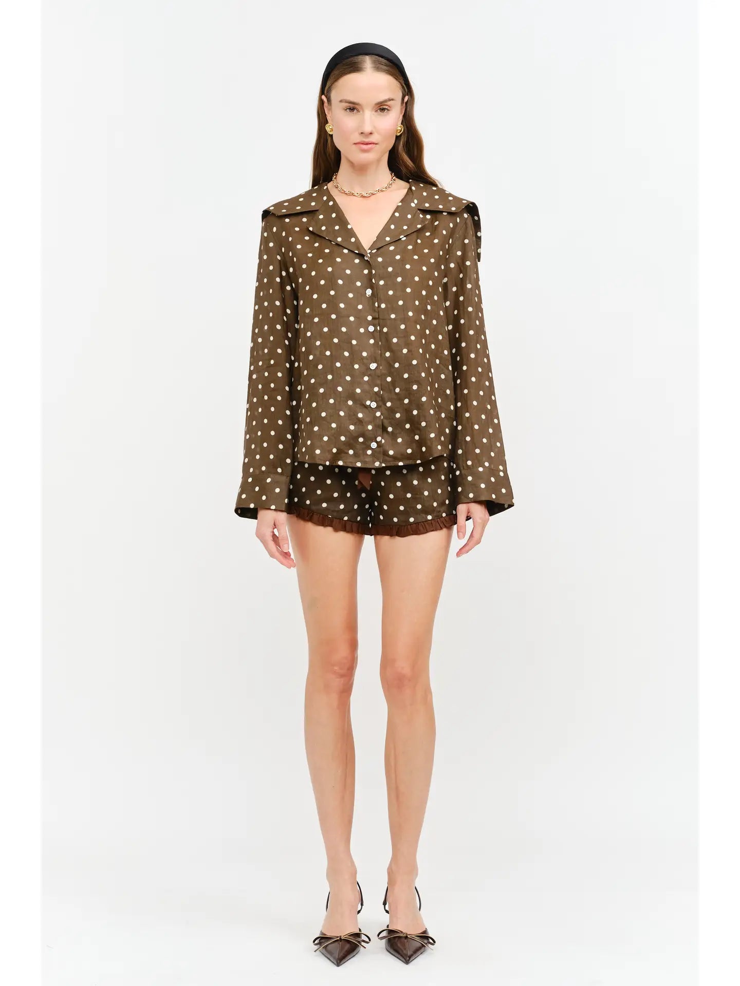 Maggie Blouse - Chocolate Polka Dot