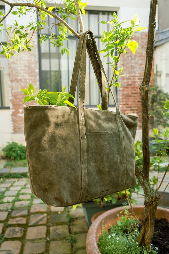 Francesca Suede Bag - Khaki