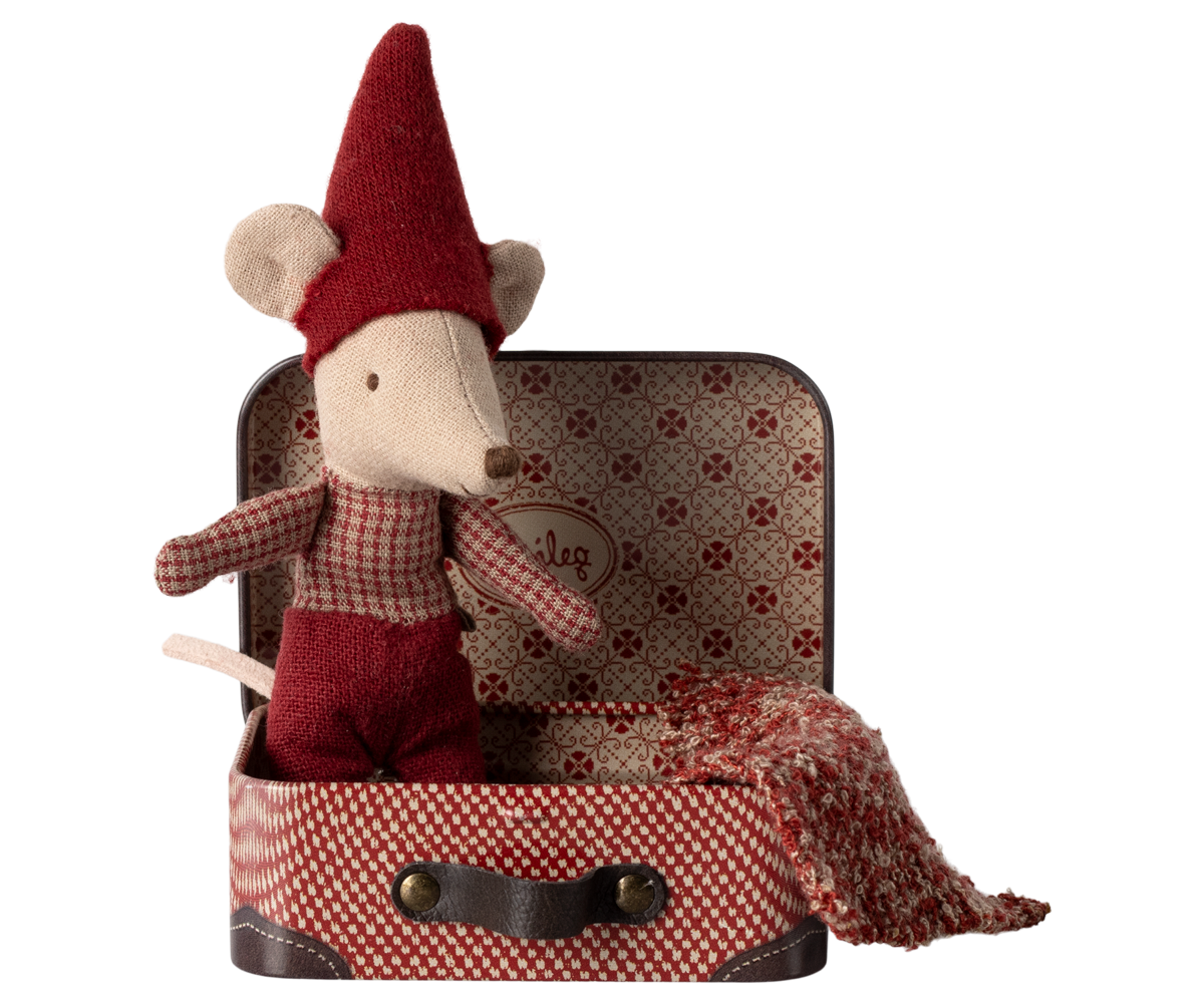 Maileg - Christmas Mouse, Baby In Suitcase