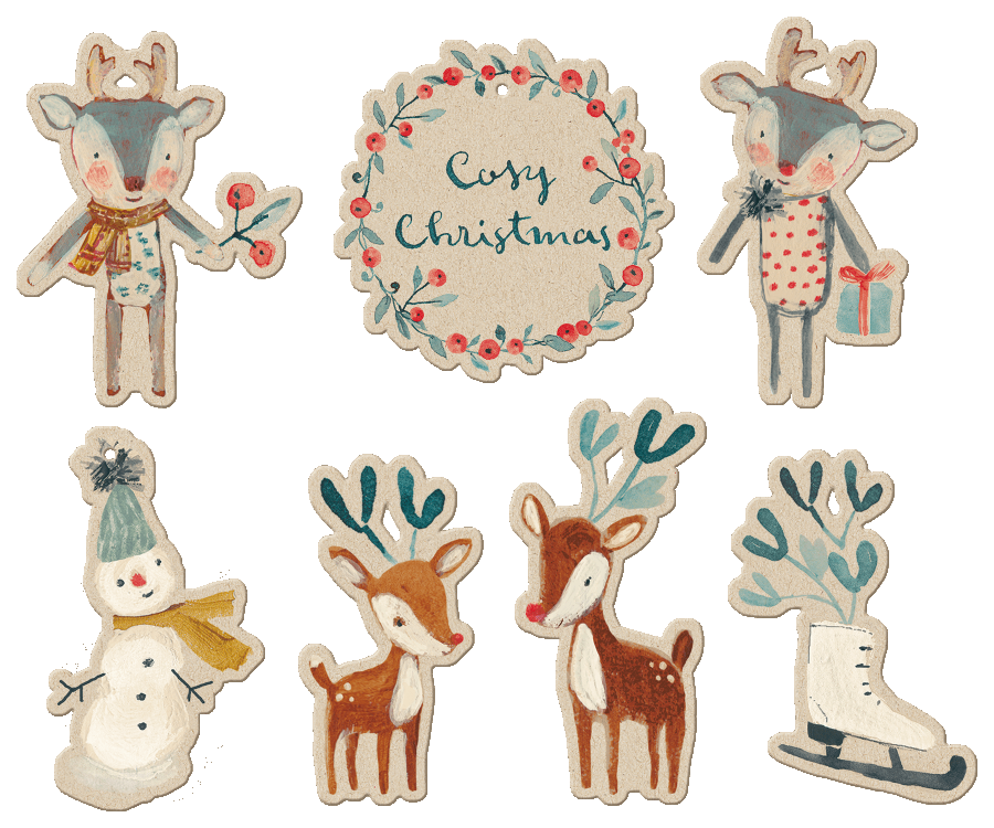 Maileg - Gift Tags, Cosy Christmas, 14pcs - Off White