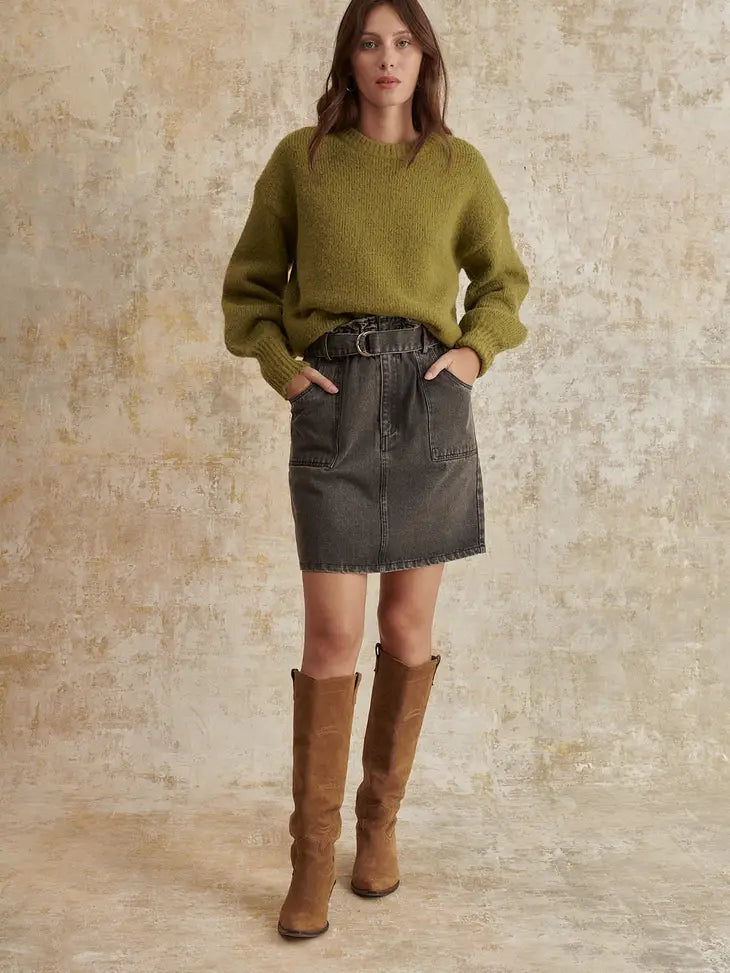 Mikado Chunky Knit Sweater - Olive