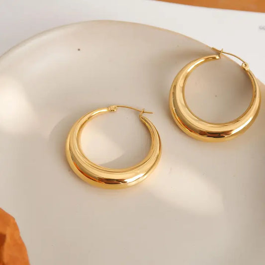 Galene Non-Tarnish Classic Large Hoop Earring - Yellow Gold