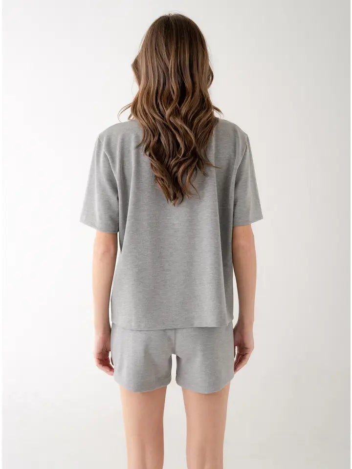 Regular Crew Neck Soft T-Shirt - Heather Grey