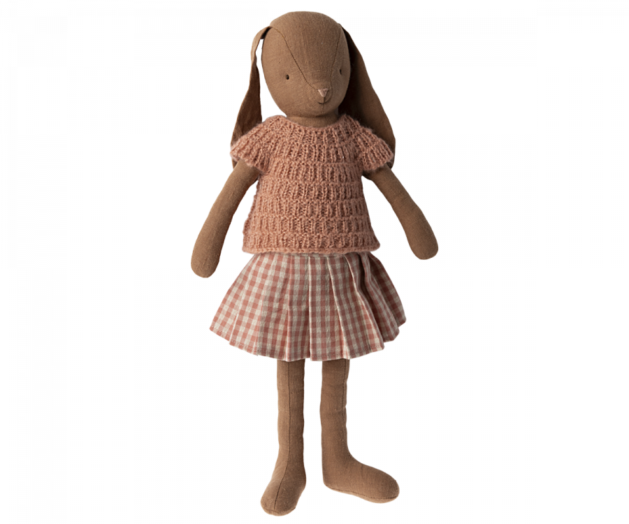 Maileg - Bunny Size 3, Chocolate Brown, Knitted Shirt and Skirt