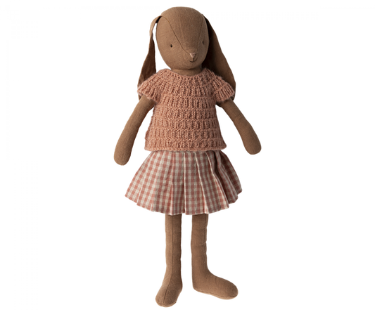 Maileg - Bunny Size 3, Chocolate Brown, Knitted Shirt and Skirt