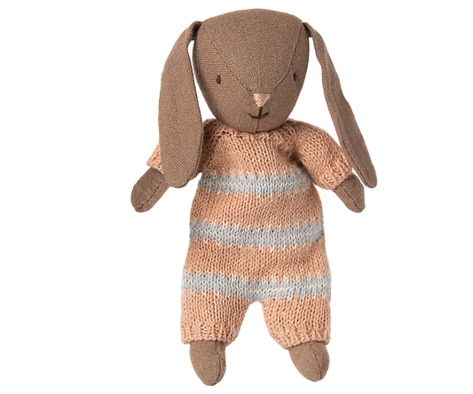 Maileg - Bunny, Micro - Brown - Dusty Rose Knitted Suit