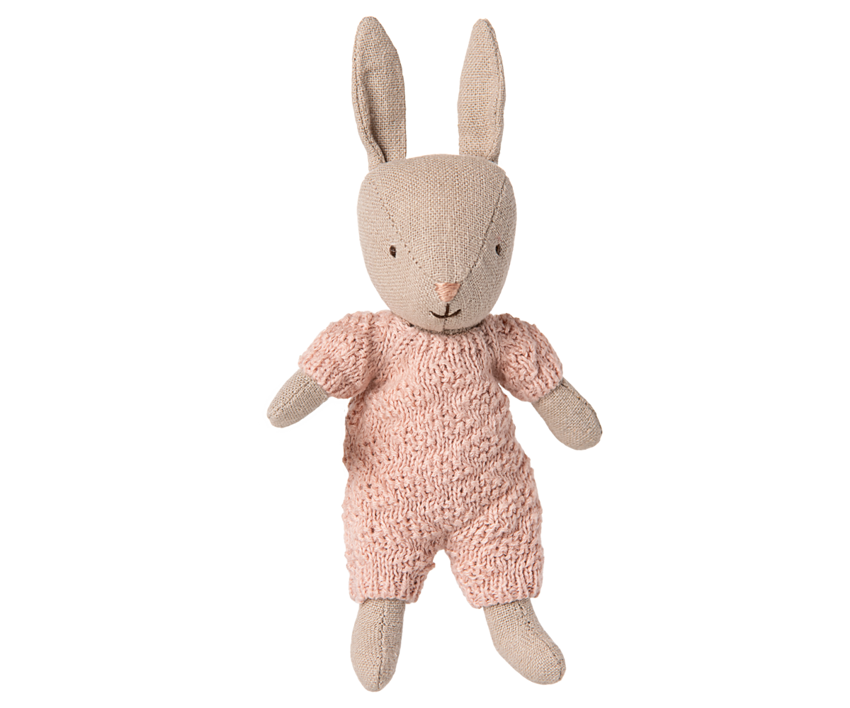 Maileg - Rabbit, Micro - Sand - Rose Knitted Suit