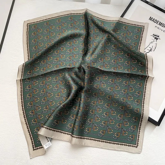 Silk Square Scarf - Green Chain