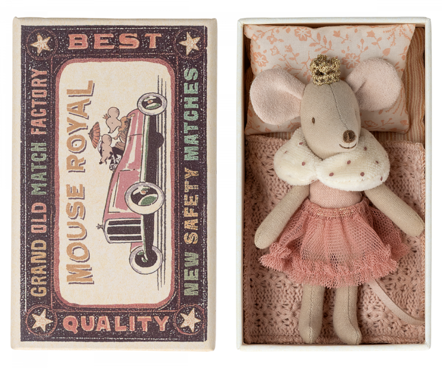 Maileg - Princess Mouse, Little Sister in Matchbox