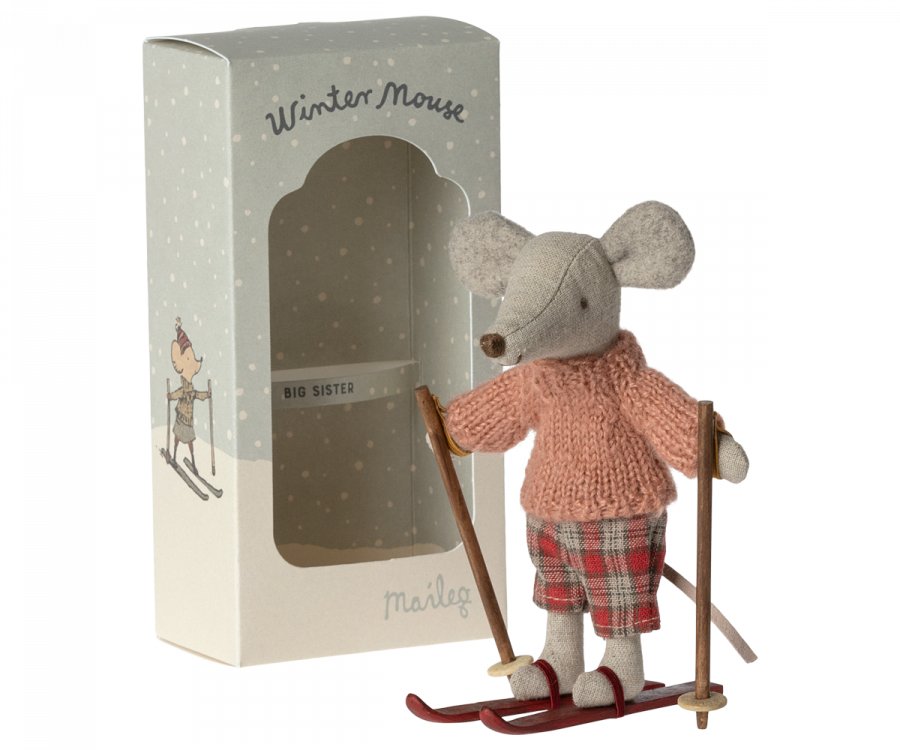 Maileg - Winter Mouse With Ski Set, Big Sister