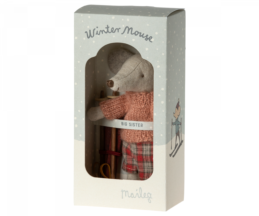 Maileg - Winter Mouse With Ski Set, Big Sister