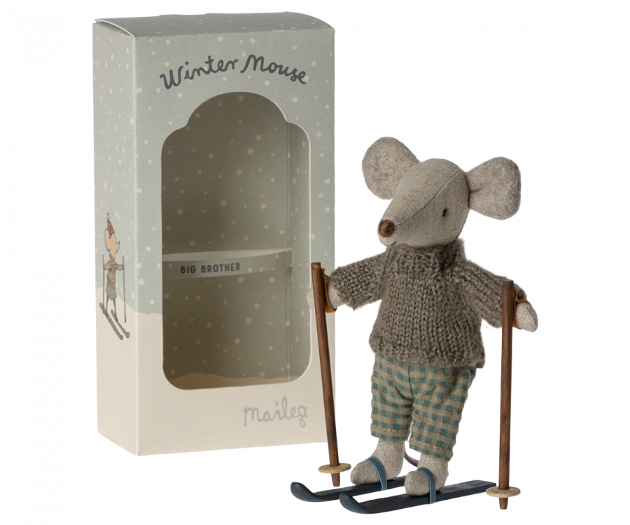 Maileg - Winter Mouse With Ski Set, Big Brother