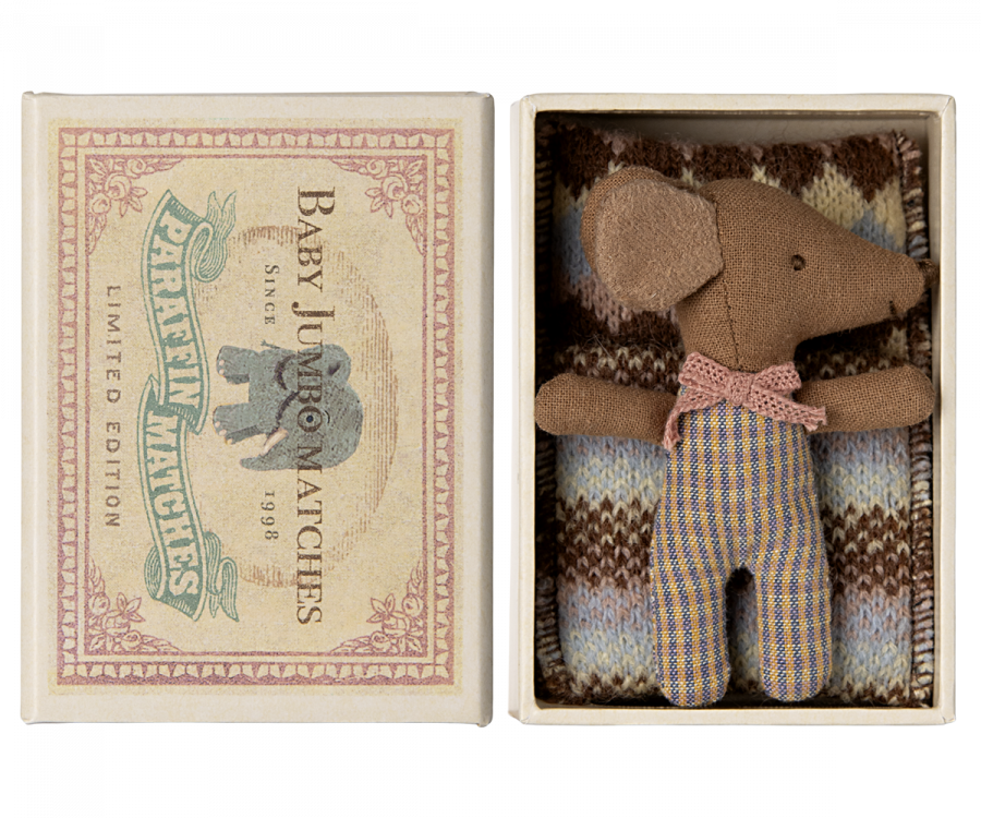 Maileg - Sleepy Wakey Baby Mouse In Matchbox - Rose