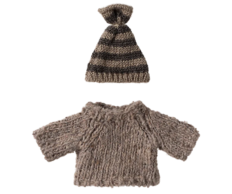 Maileg - Knitted Sweater and Hat, Big Brother Mouse