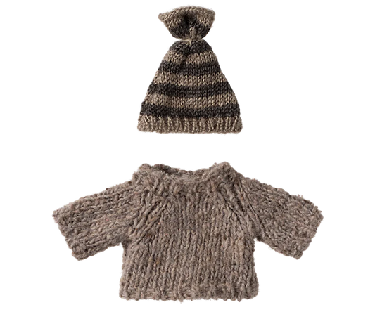 Maileg - Knitted Sweater and Hat, Big Brother Mouse